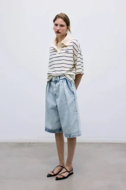 Acacia Woman Polo Ecru Stripes