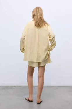 Alheli Woman Shirt Mimosa Yellow Stripes