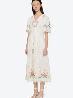 Astrid Embroidery Midi Dress