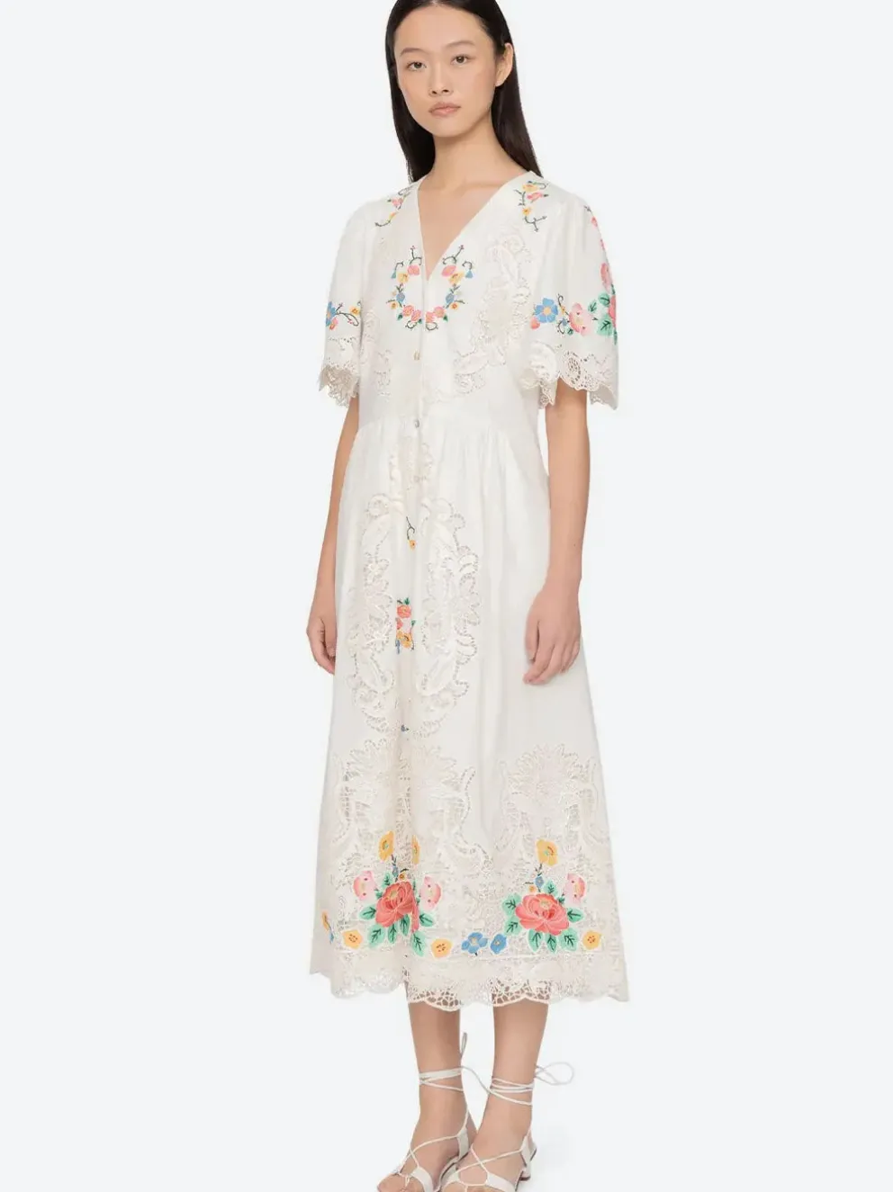 Astrid Embroidery Midi Dress