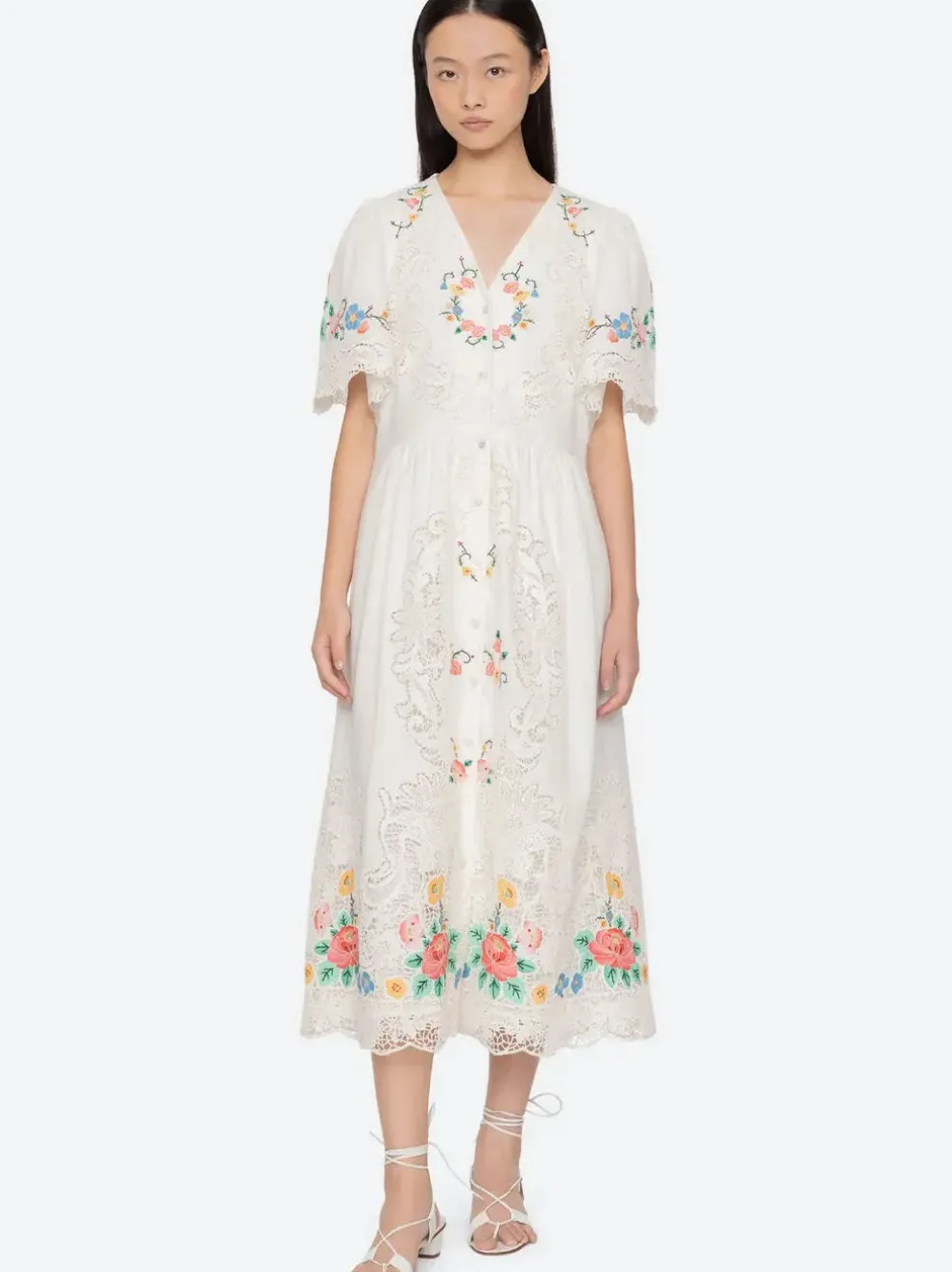 Astrid Embroidery Midi Dress