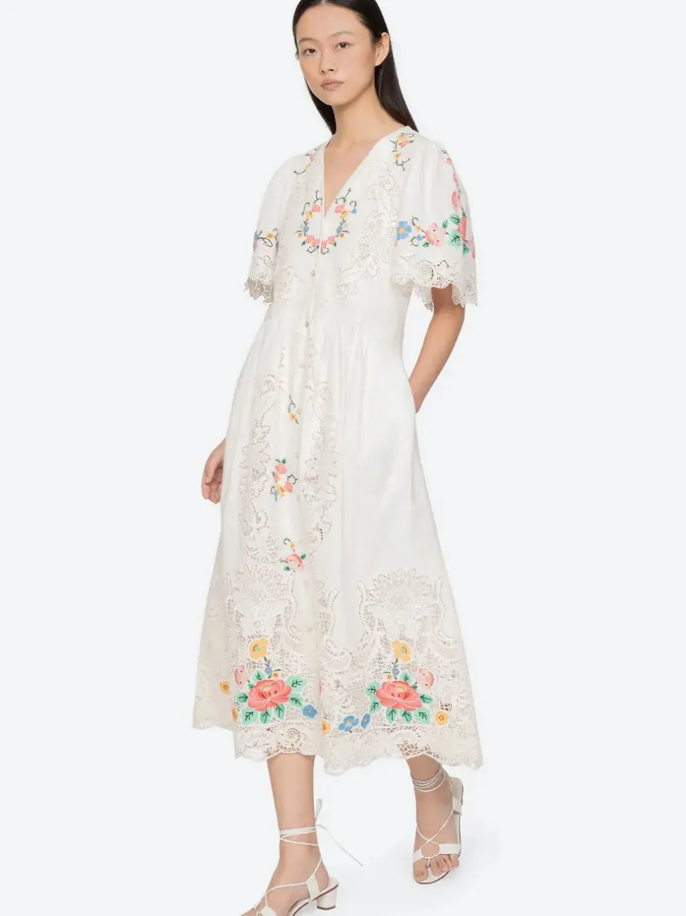 Astrid Embroidery Midi Dress