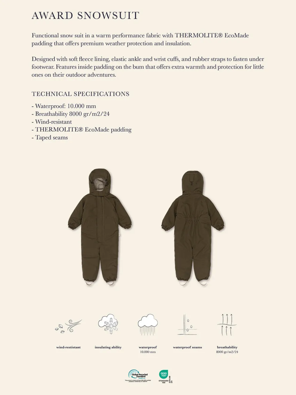Award snowsuit solid grs