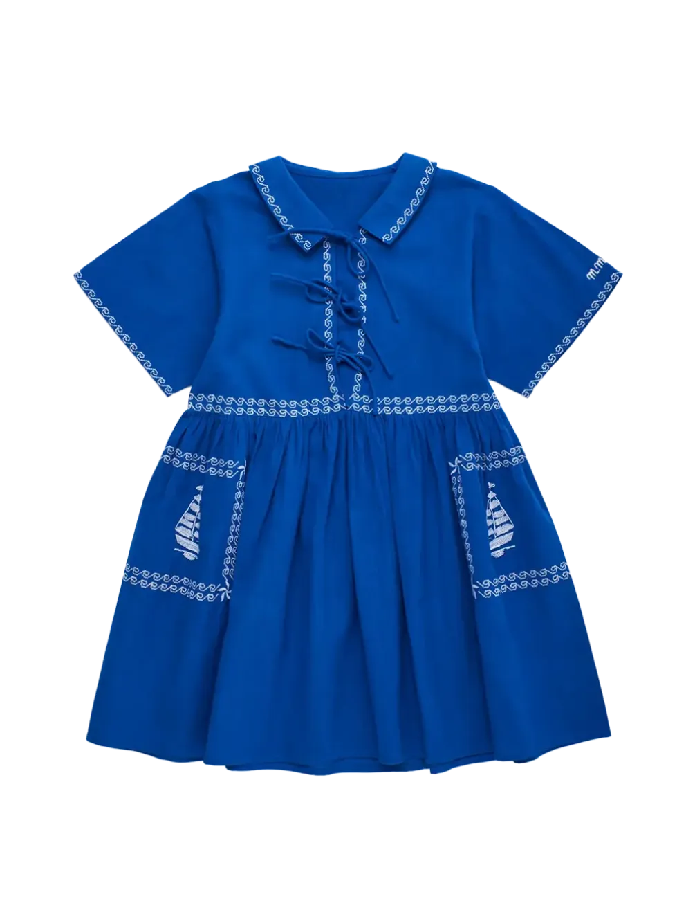 Barcos Embroidered Dress Blue