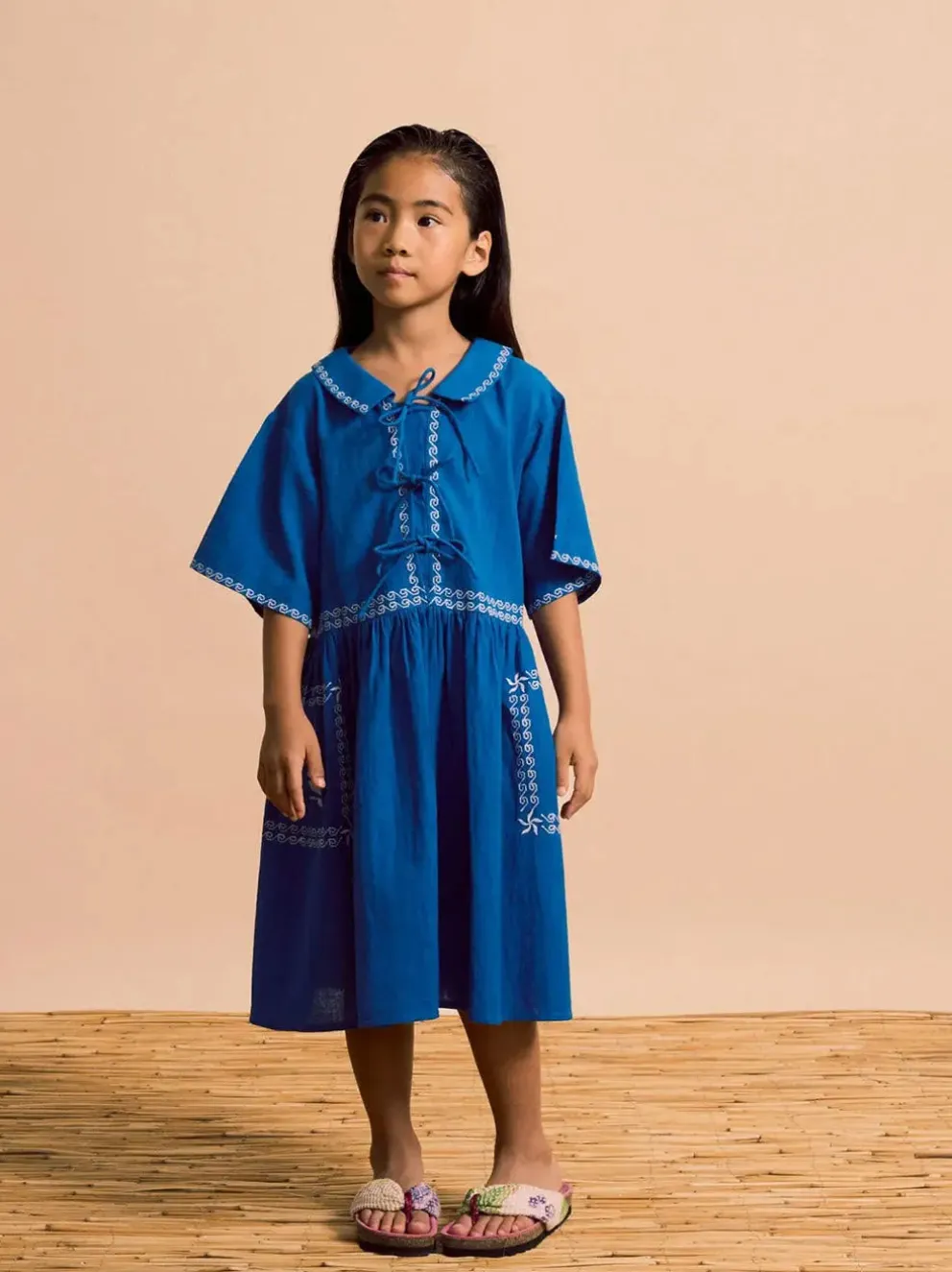 Barcos Embroidered Dress Blue