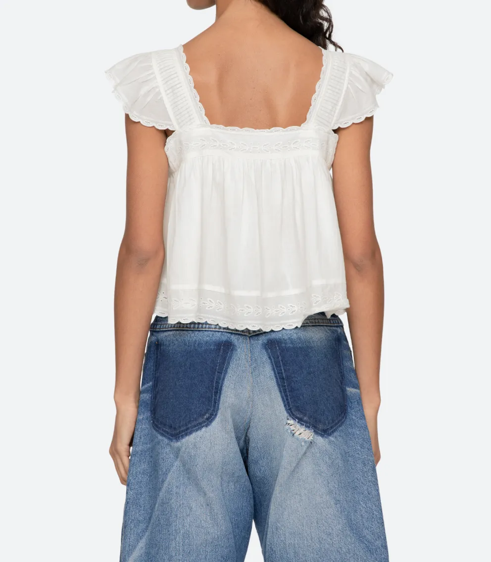 Eliza Solid Flutter Top