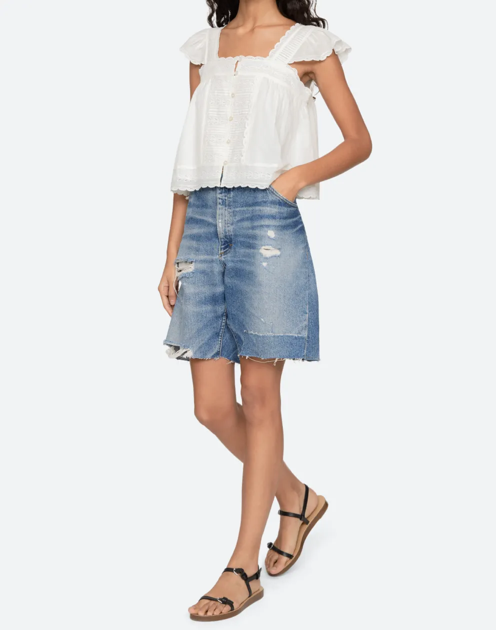 Eliza Solid Flutter Top