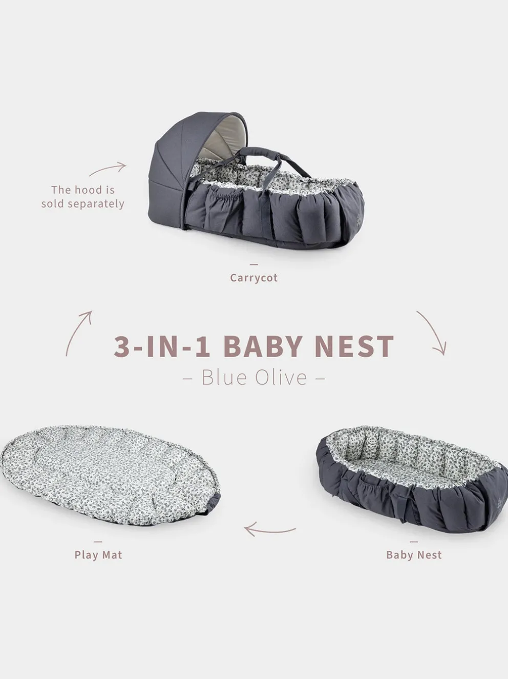 Gniazdko niemowlęce Sebra 3-in-1 Baby Nest