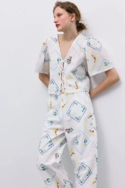 Jacinthe Woman Shirt Multicolor Embroidery
