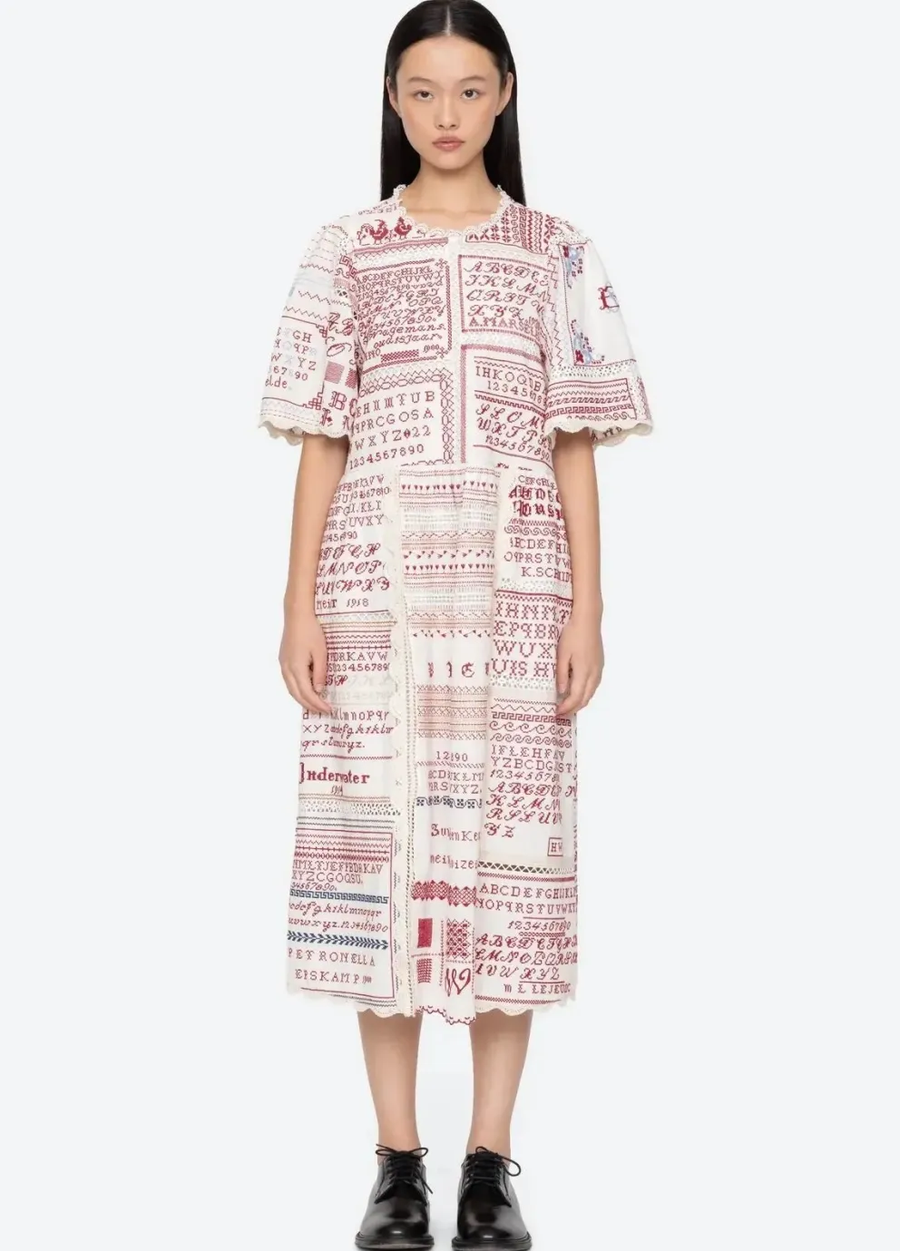 Kit embroidery midi dress