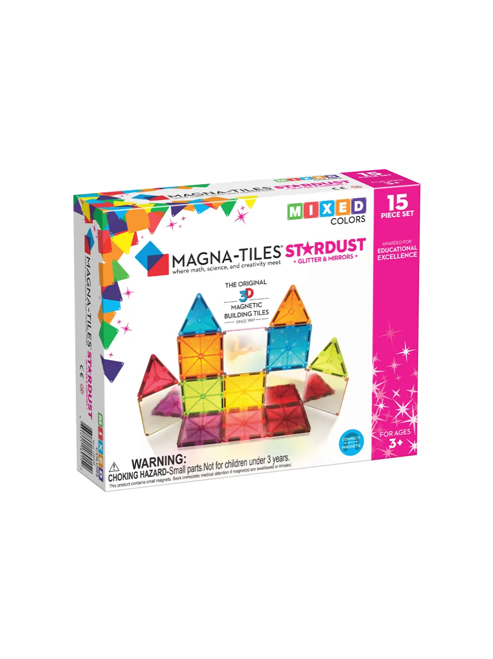 Klocki magnetyczne z brokatem Stardust 15 el.