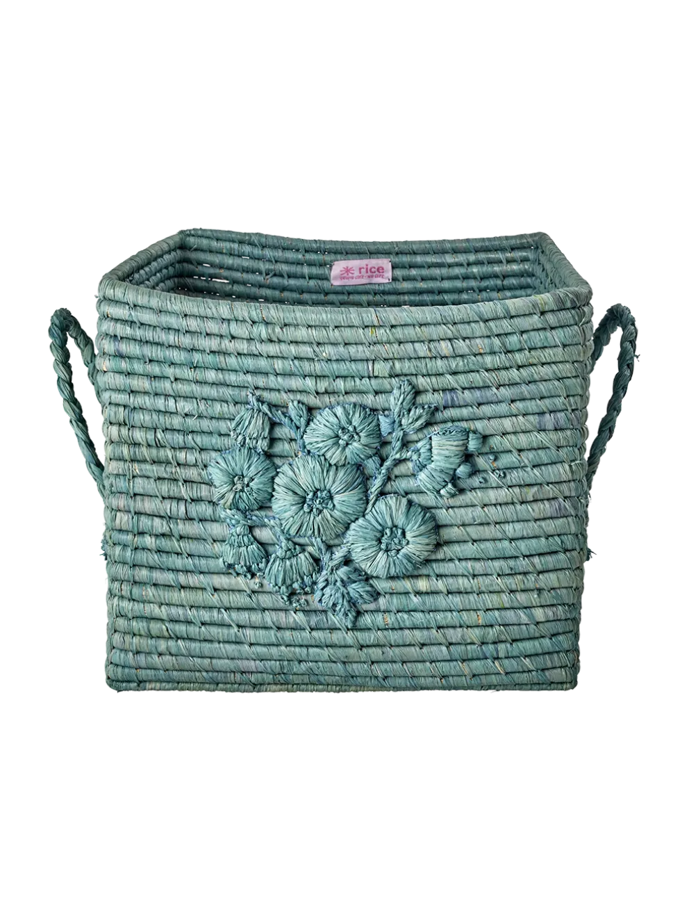 Kosz na zabawki Flower embroidery raffia basket
