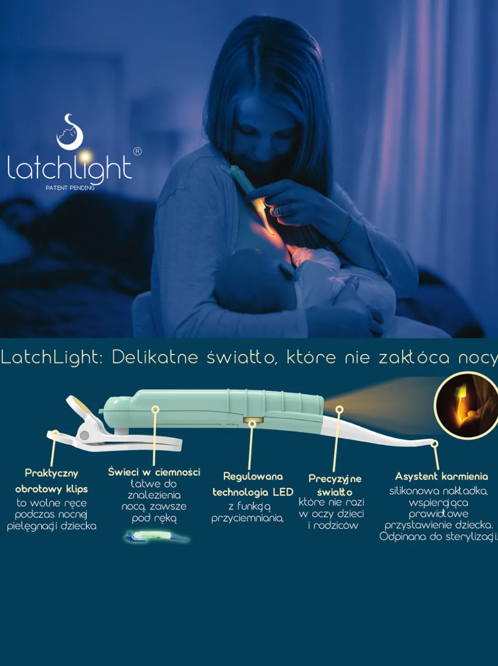 Lampka nocna z klipsem nie zaburzająca fazy snu