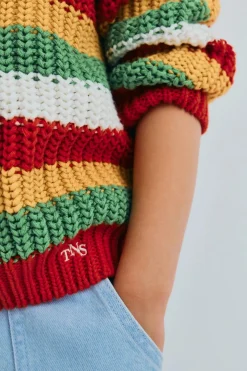 Lantana Jumper Tulip Red Knit Stripes