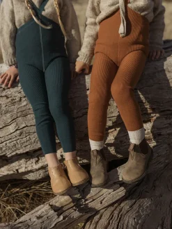 legginsy z wełną merino na szelkach w stylu vintage