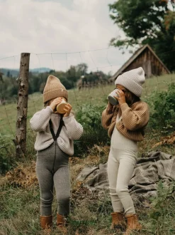 legginsy z wełną merino na szelkach w stylu vintage