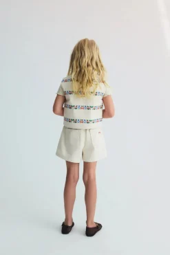 Malva Short Flower Embroidery Natural Denim
