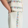 Malva Waistcoat Flower Embroidery Natural Denim