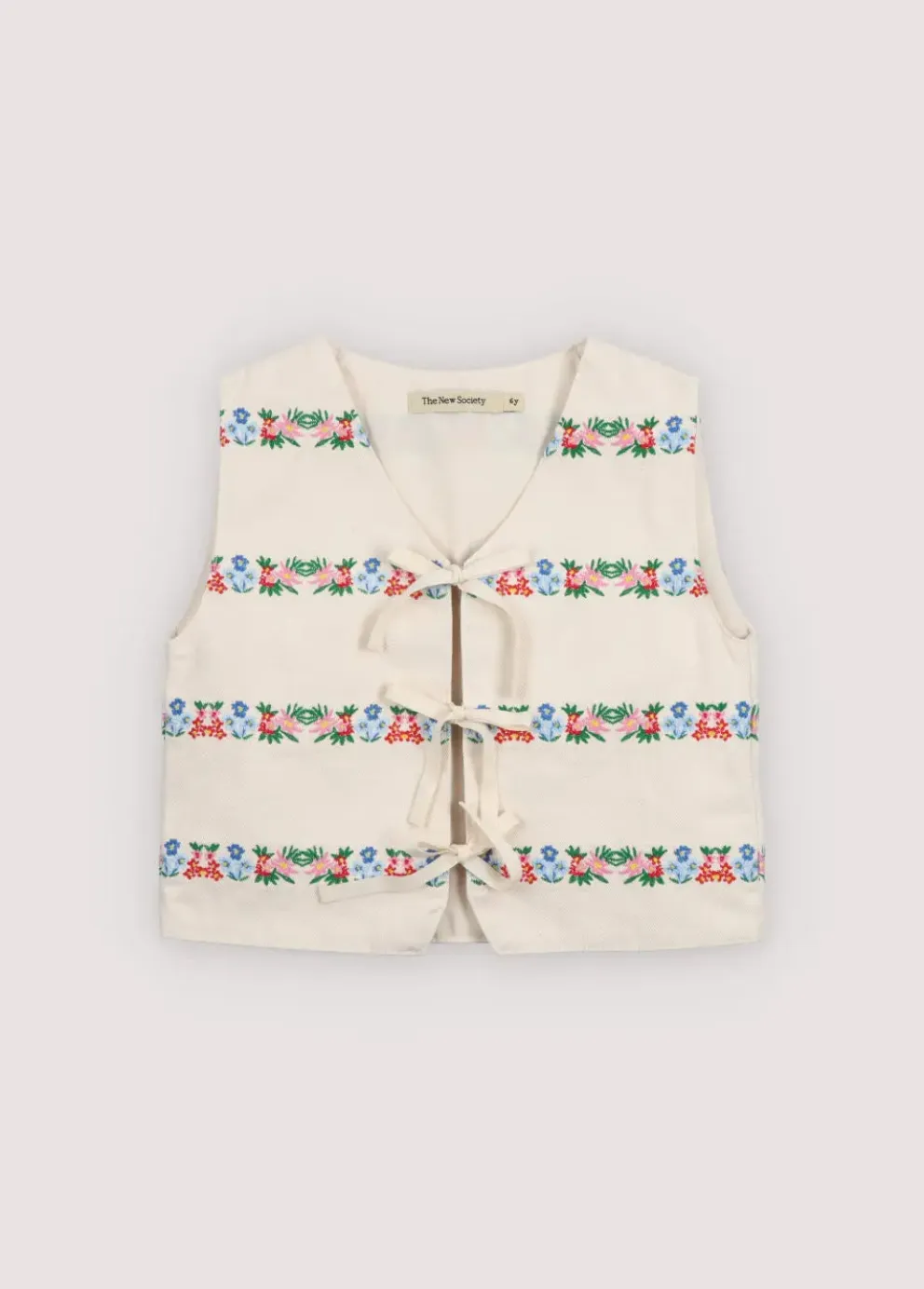 Malva Waistcoat Flower Embroidery Natural Denim