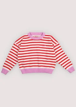Marigold Jumper Tulip Red & Pink Lavander Stripes