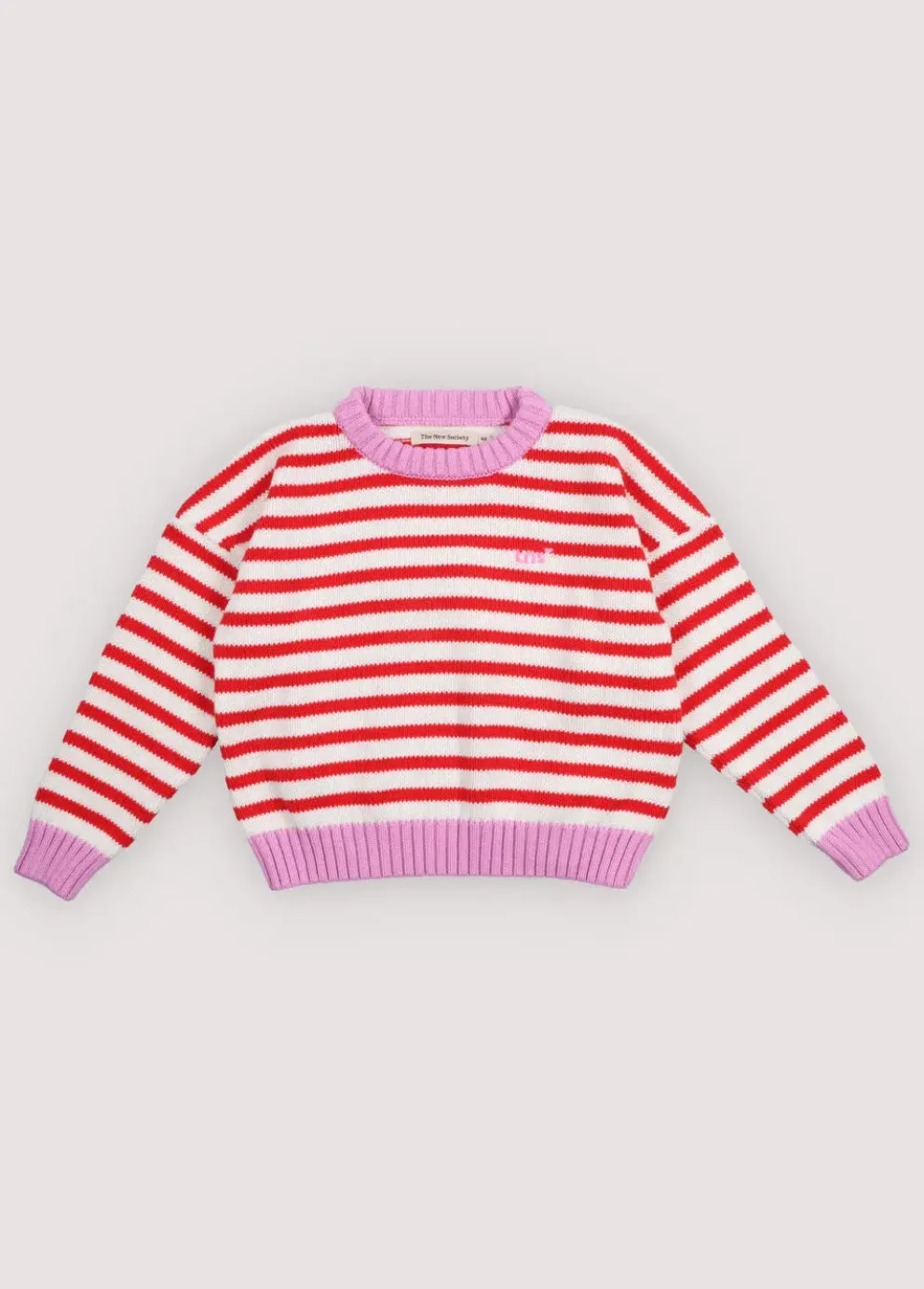 Marigold Jumper Tulip Red & Pink Lavander Stripes