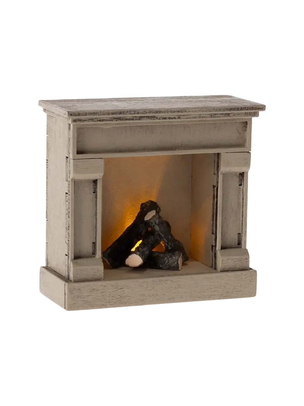 Miniaturowy, drewniany kominek