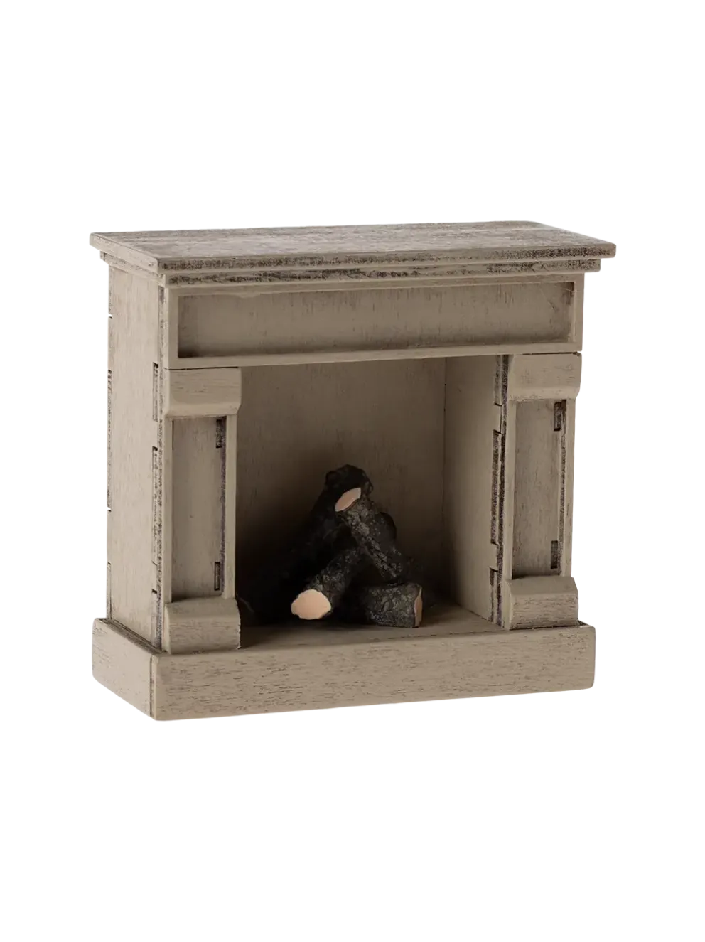 Miniaturowy, drewniany kominek