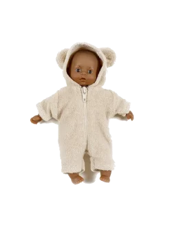Mini laleczka 17 cm w kombinezonie z uszkami