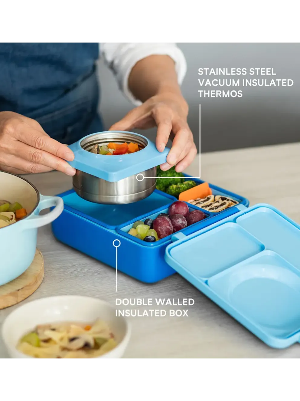 OmieBox lunchbox z termosem i przegródkami