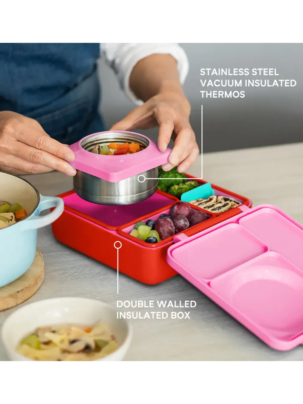 OmieBox lunchbox z termosem i przegródkami