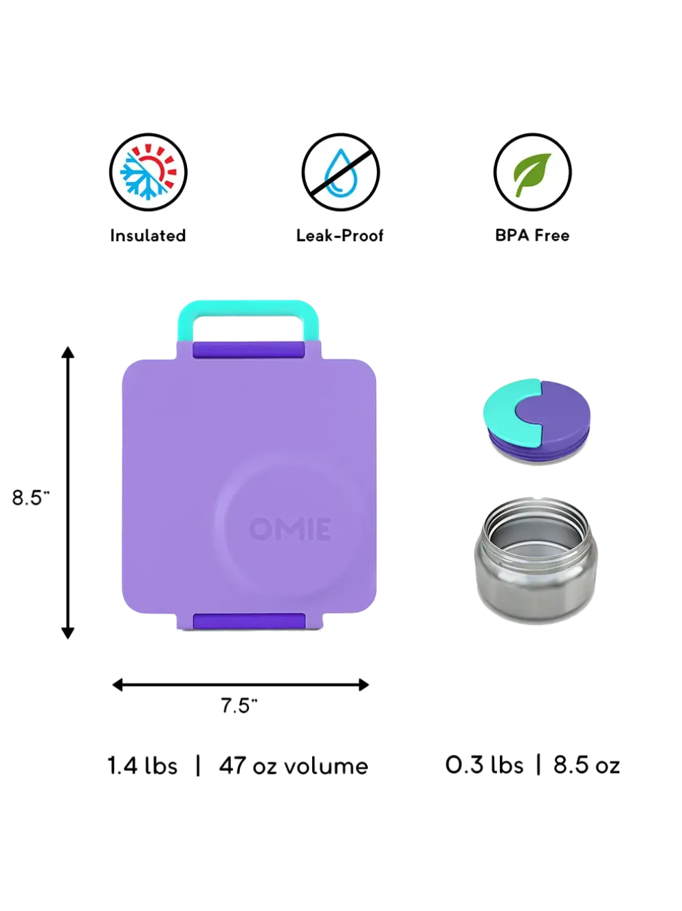 OmieBox lunchbox z termosem i przegródkami