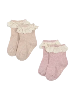 2 Pack Glitter Frill Socks