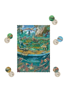 Puzzle kieszonkowe z grą obserwacyjną Dinozaury