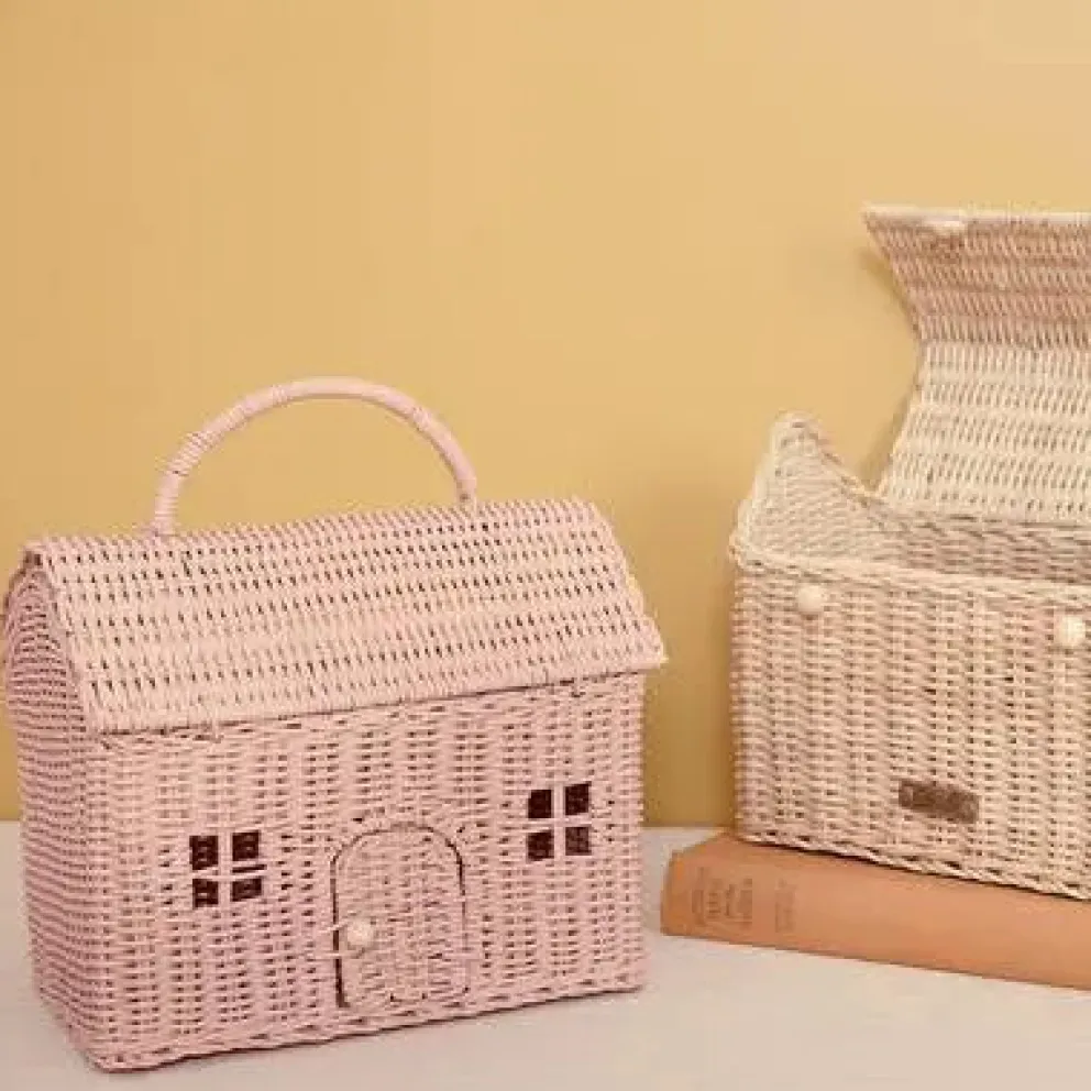 rattanowy koszyk domek z rączką Casa Clutch