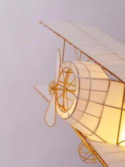 Ręcznie malowany lampion z jedwabiu Samolot