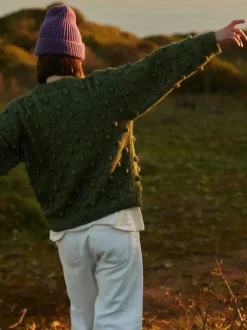 Sweter damski z wełną merino Popcorn