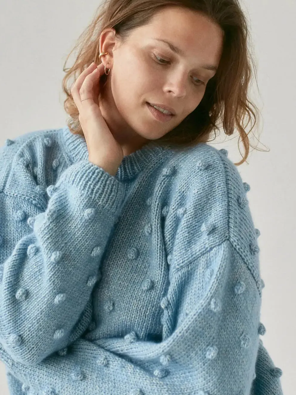 Sweter damski z wełny merino Popcorn