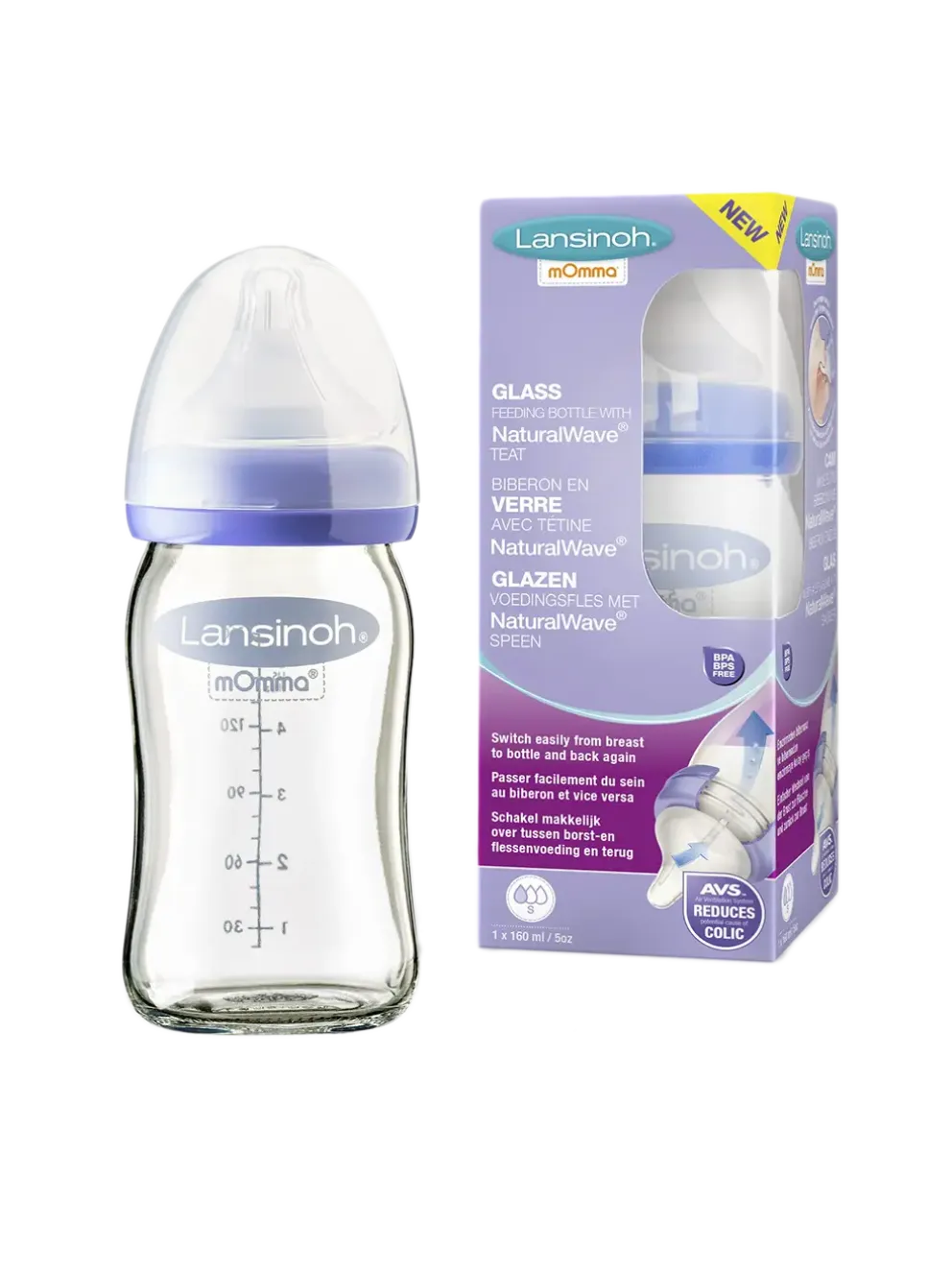 szklana butelka mOmma ze smoczkiem Natural Wave®