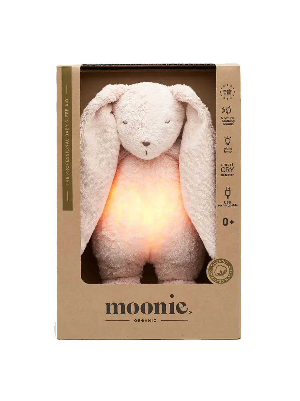 Szumiący króliczek organic z lampką nocną
