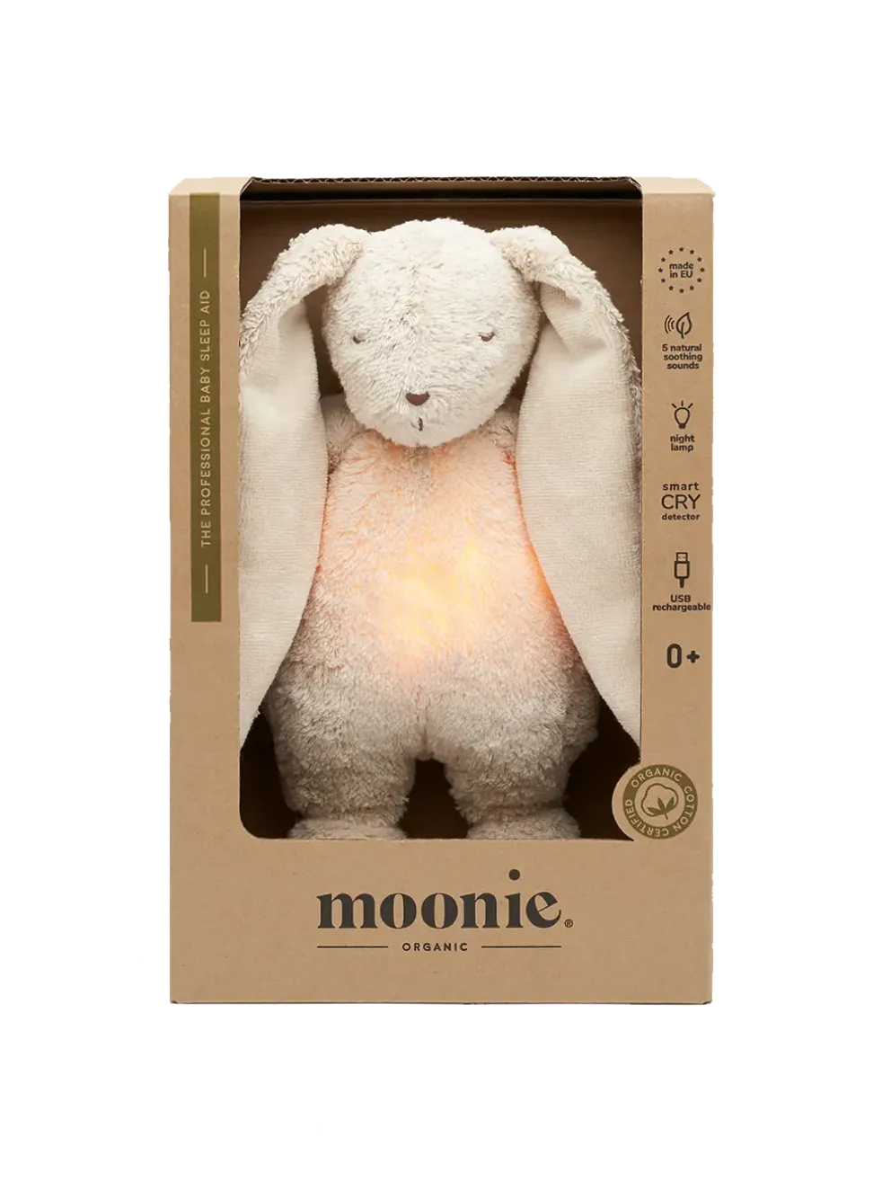 Szumiący króliczek organic z lampką nocną