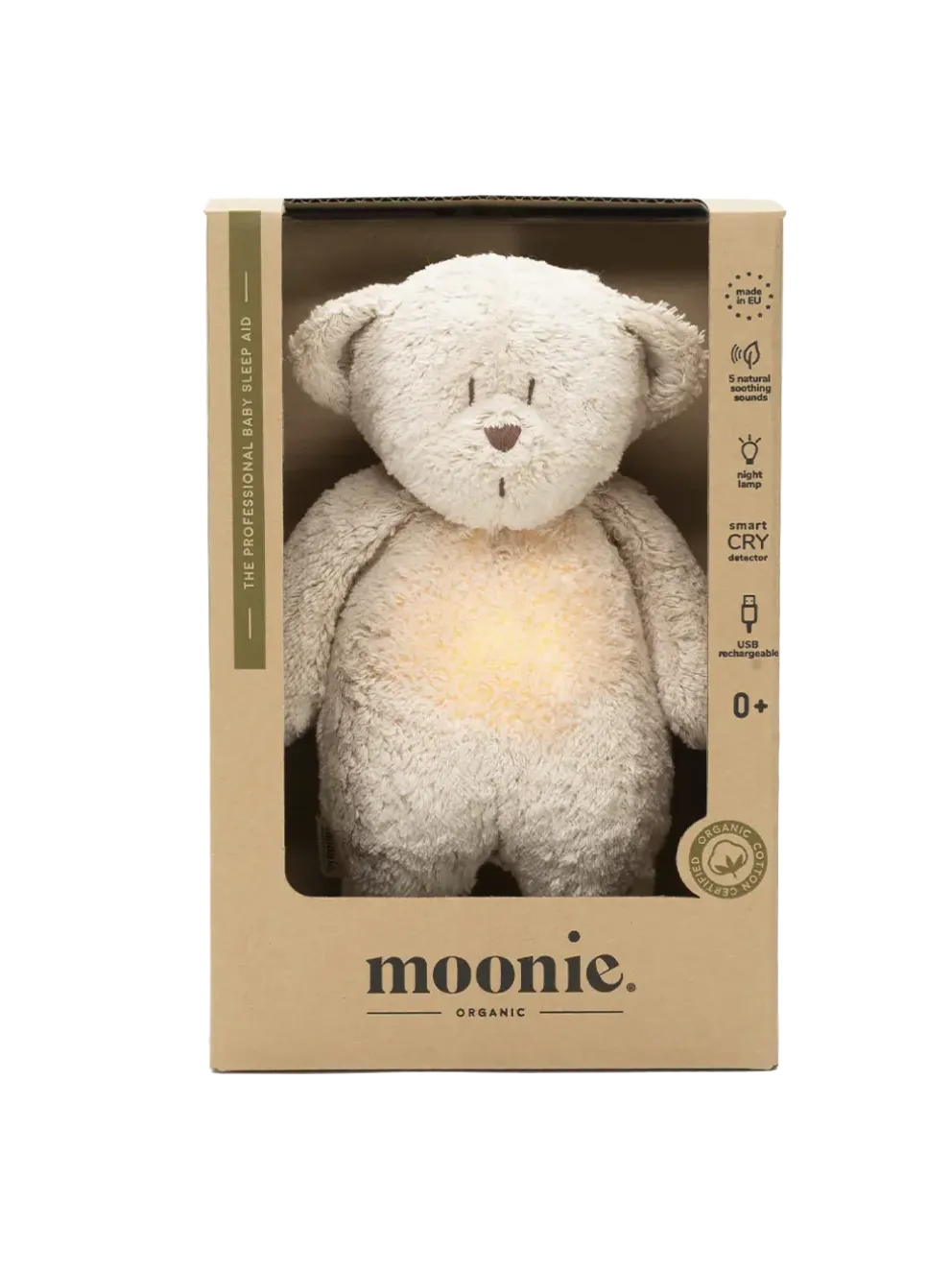 szumiący miś organic z lampką nocną