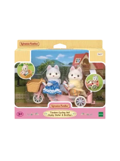 Tandem na rowerze pieski Husky